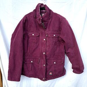 Berne Woman's Purple Duck Canvas Chore Jacket Plaid Flannel Lined Barn Coat L